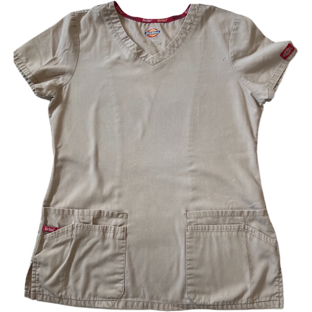 Medical V Neck Beige Scrub Top